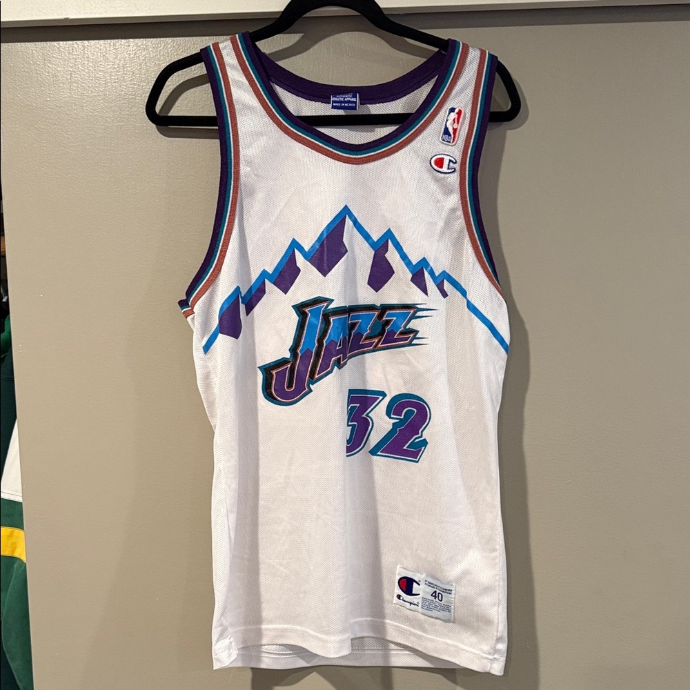 Utah Jazz Karl Malone Vintage Champion Home Jersey Sz 40